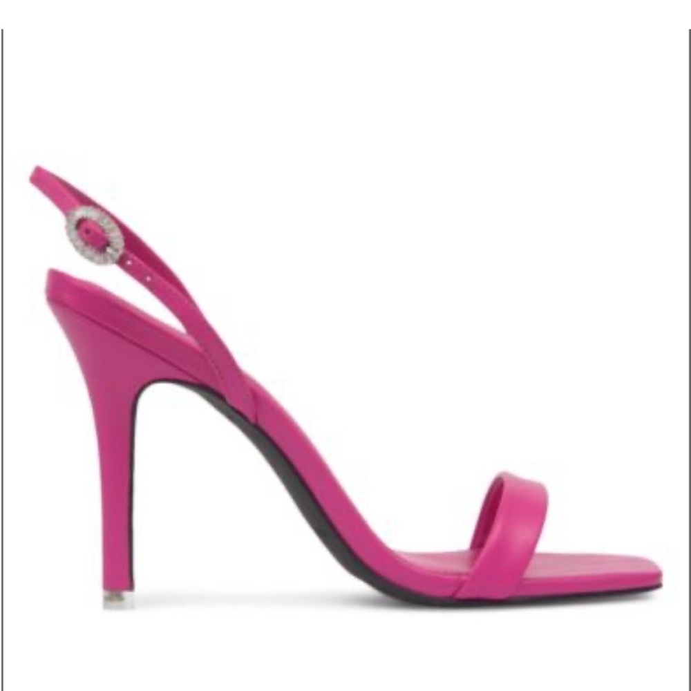 Black Suede Studio Pink Stiletto Heels with Slingback 7.5